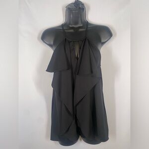 Jennifer Lopez Black Ruffled Halter Neck Top Size Small